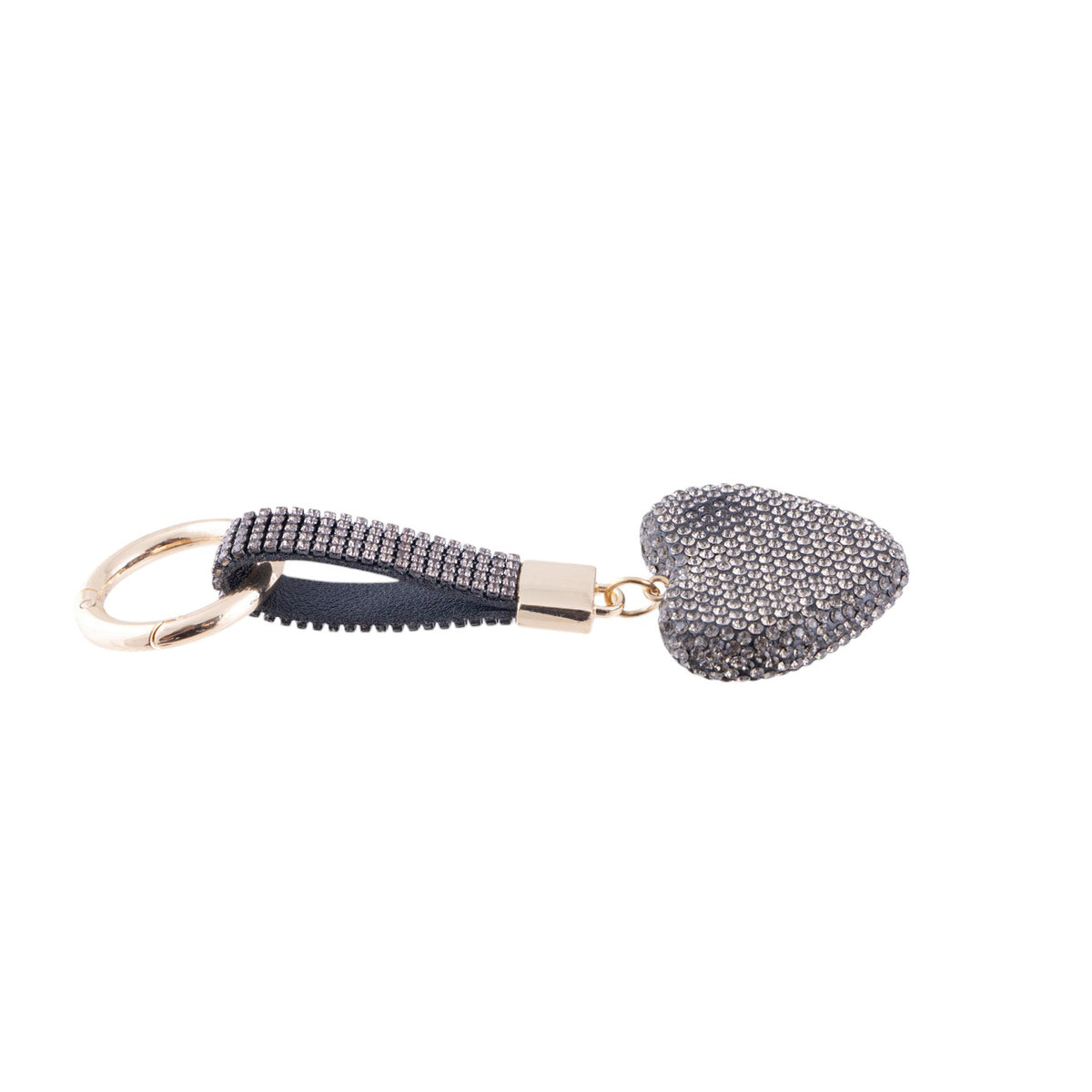 Portachiavi cuore piatto con strass