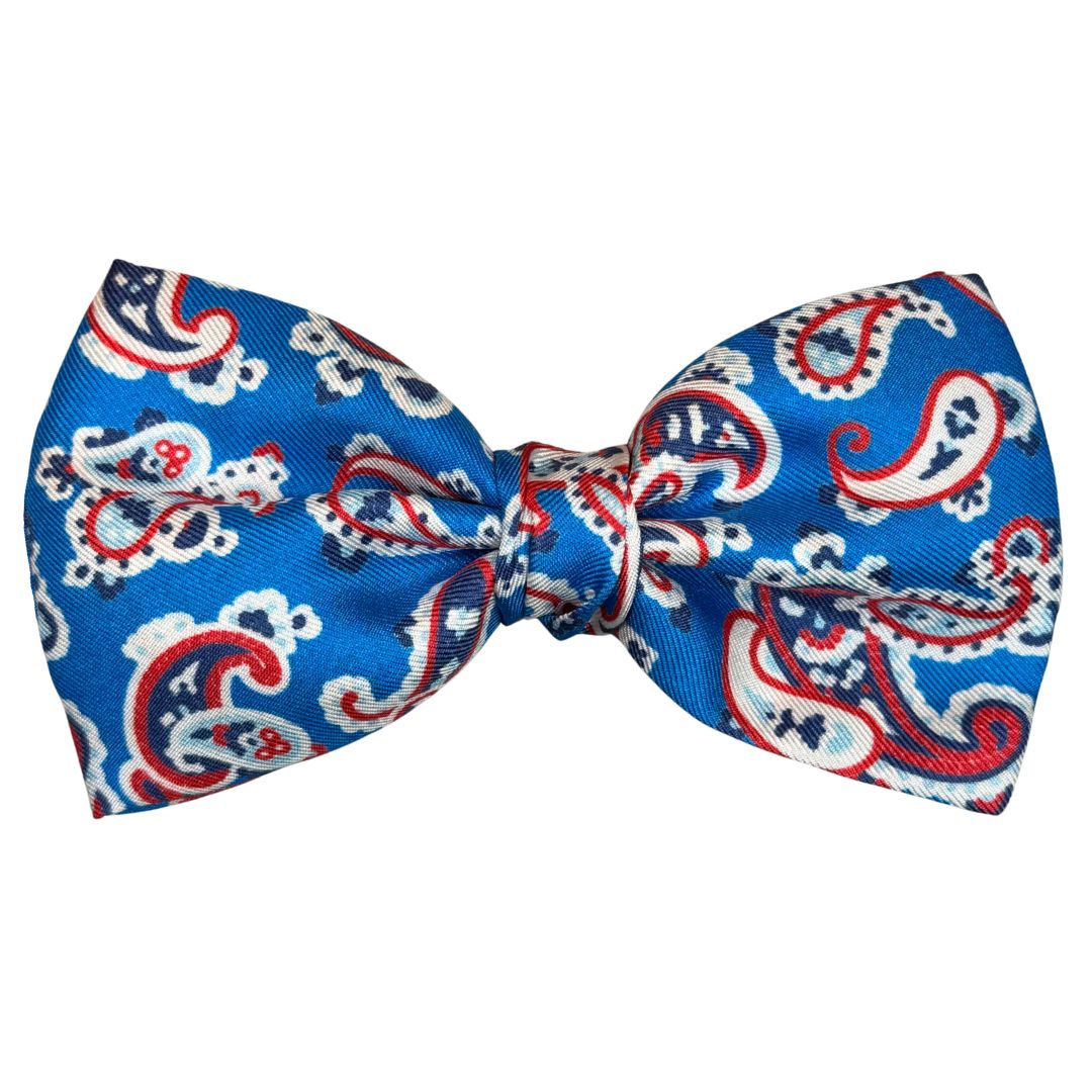 Papillon cravattino seta jacquard fantasia annodato a mano con cura sartoriale