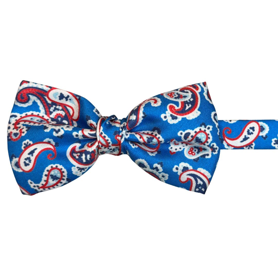 Papillon cravattino seta jacquard fantasia annodato a mano con cura sartoriale