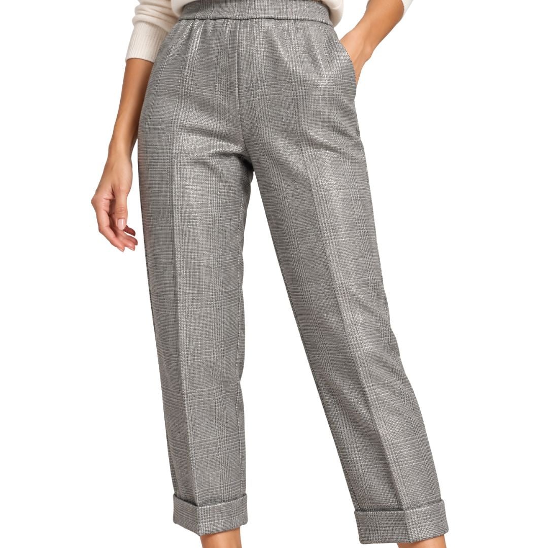Pantalone donna principe di galles lurex made in Italy