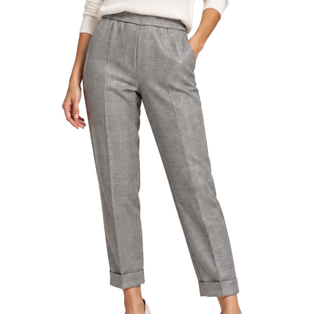 Pantalone donna principe di galles lurex made in Italy