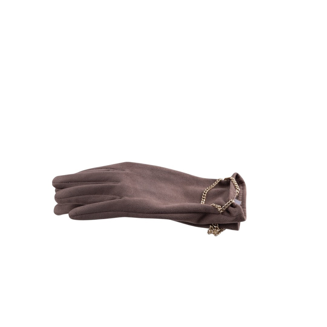 Guanti touch con catenella decorativa con scamosciato morbido e interno termico