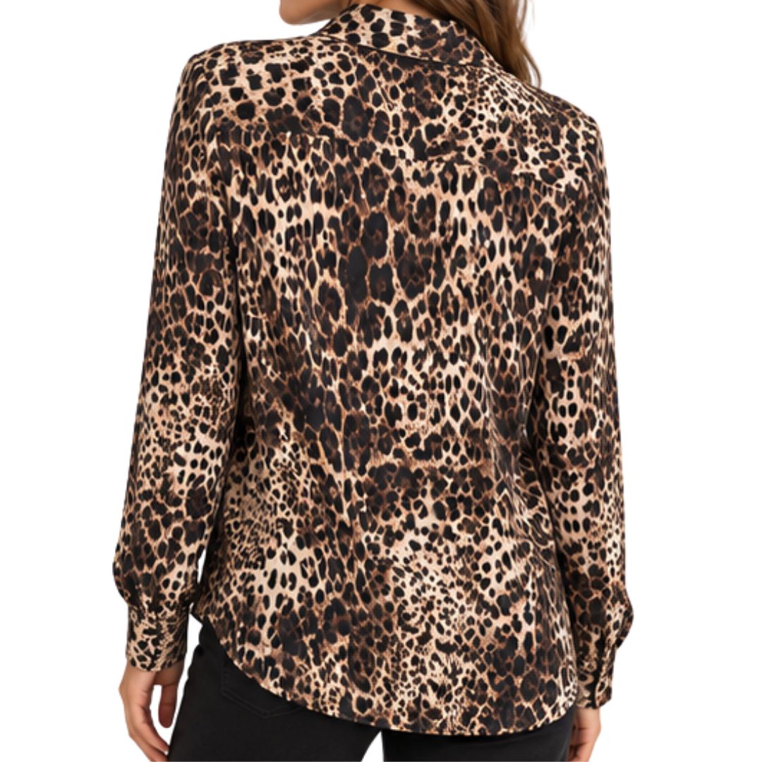 Camicia donna fantasia maculata in viscosa Made in Italy