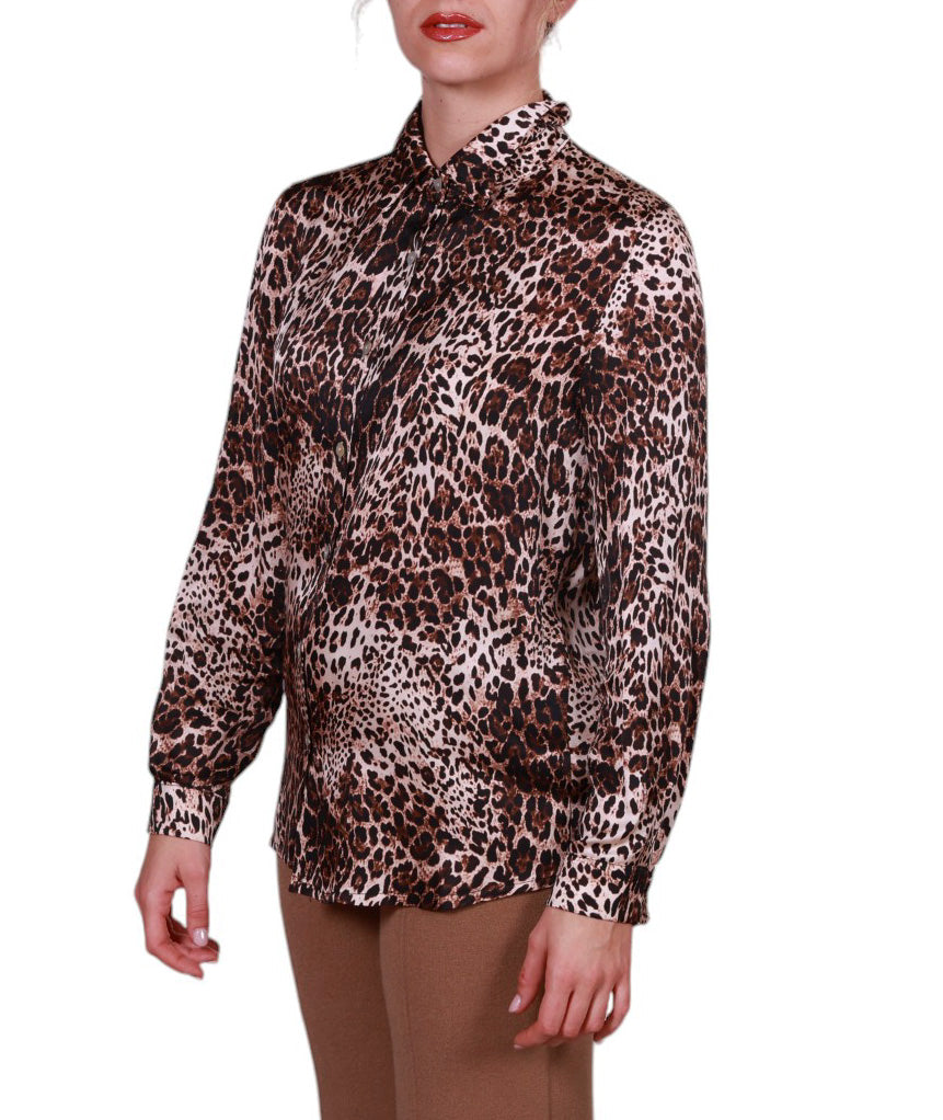 Camicia donna fantasia maculata in viscosa Made in Italy