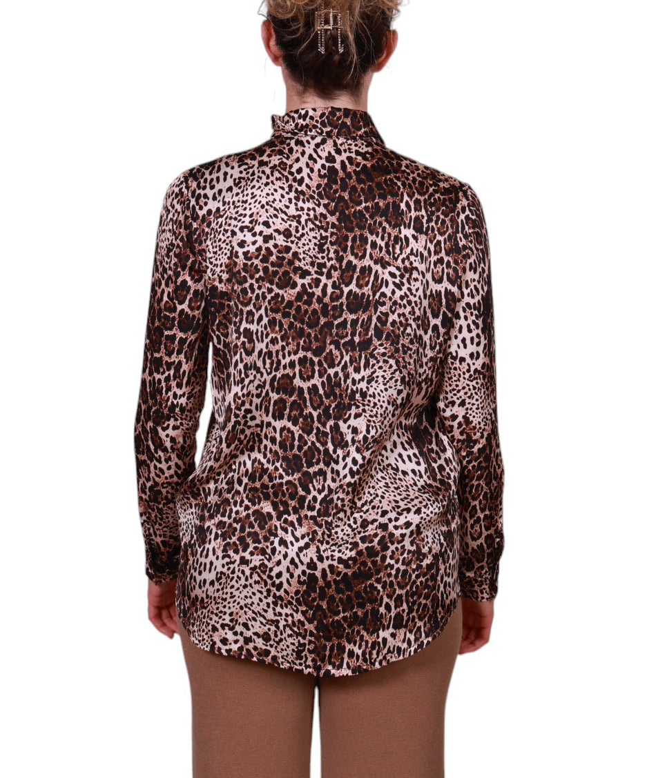 Camicia donna fantasia maculata in viscosa Made in Italy