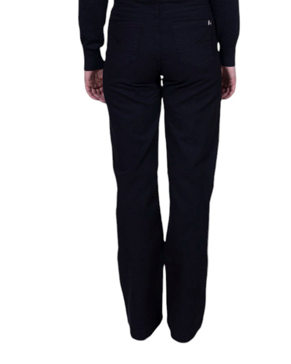 Pantalone donna cinque tasche modello wide leg a vita alta in cotone stretch