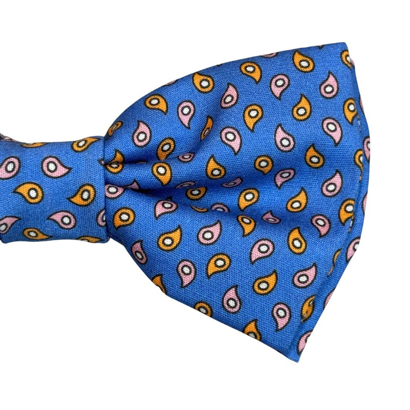 Papillon cotone annodato a mano fantasia gocce realizzato con cura sartoriale