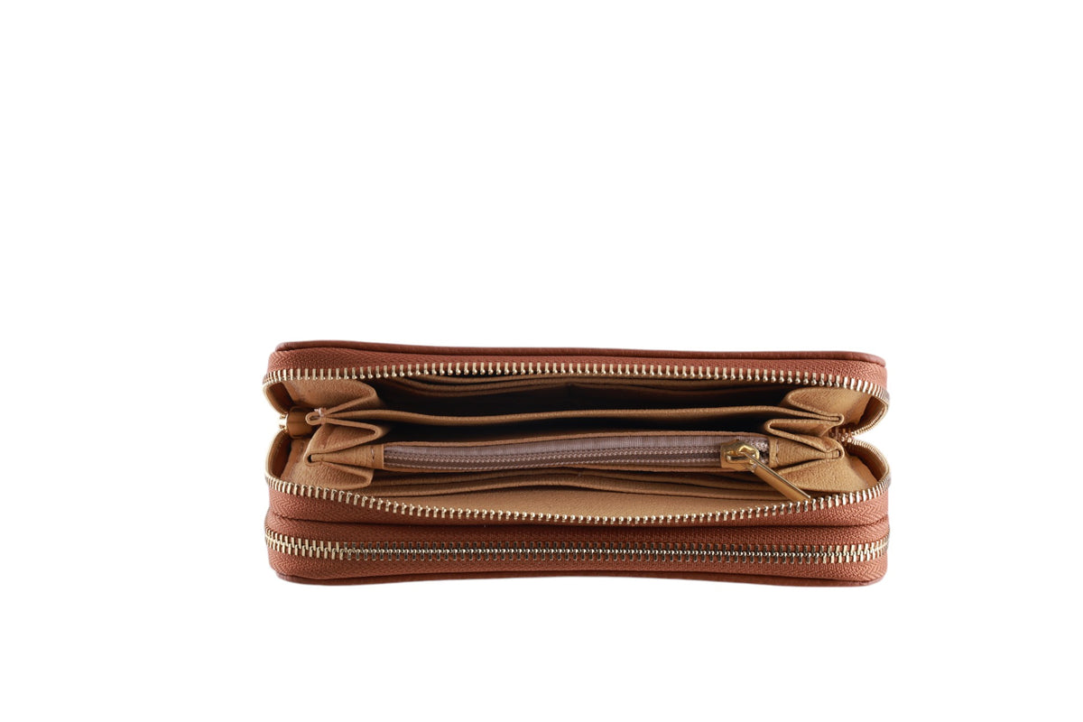 Portafoglio donna doppia zip in pelle dollaro Made in Italy