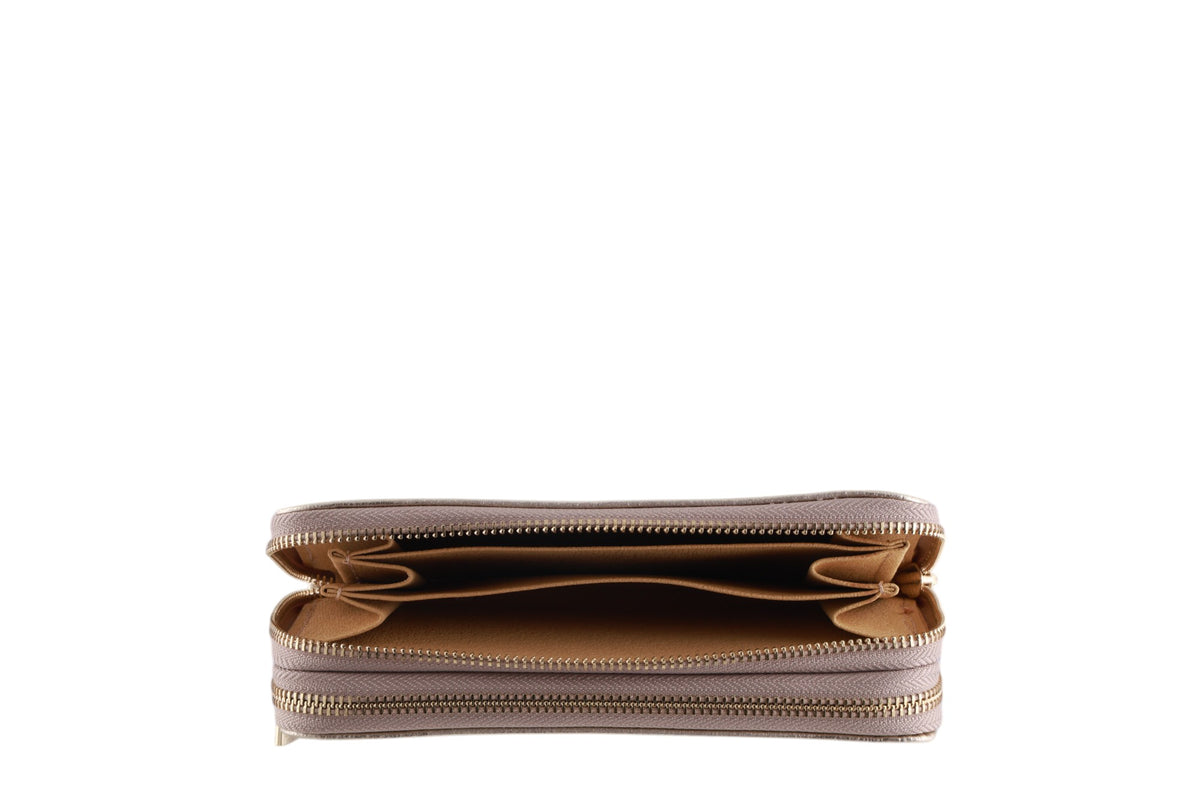 Portafoglio donna doppia zip laminato in vera pelle Made in Italy