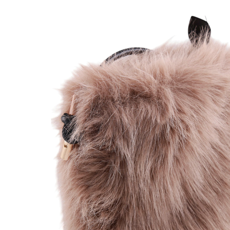 Borsa portacellulare in pelliccia con tracolla in vera pelle Made in Italy