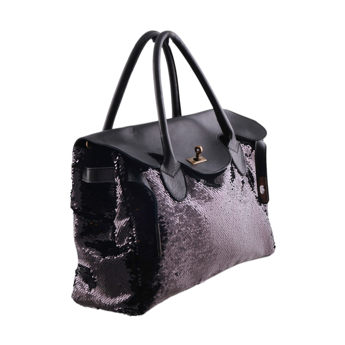 Borsa a Mano Elegante con Paillettes e Dettagli in Pelle
