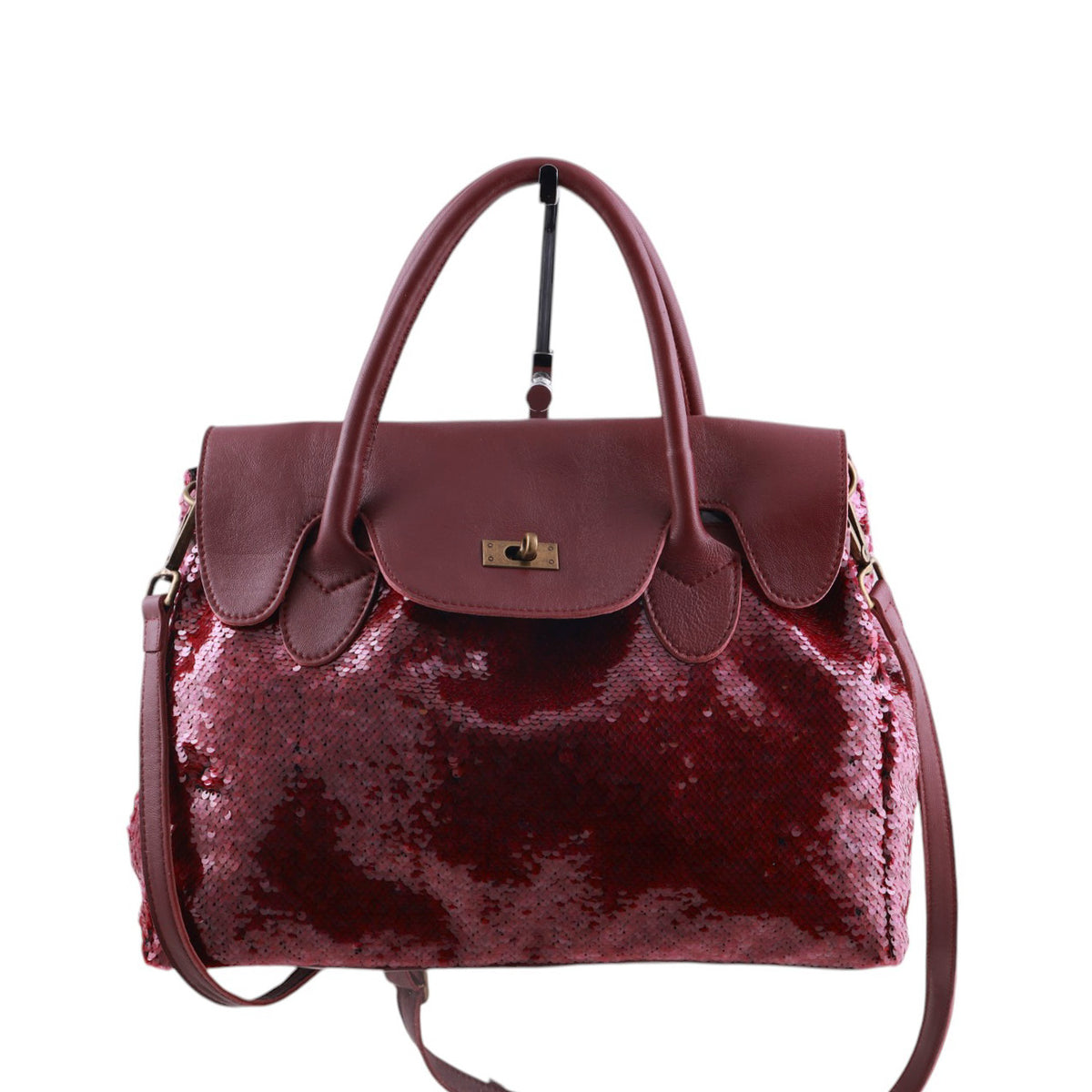 Borsa a Mano Elegante con Paillettes e Dettagli in Pelle