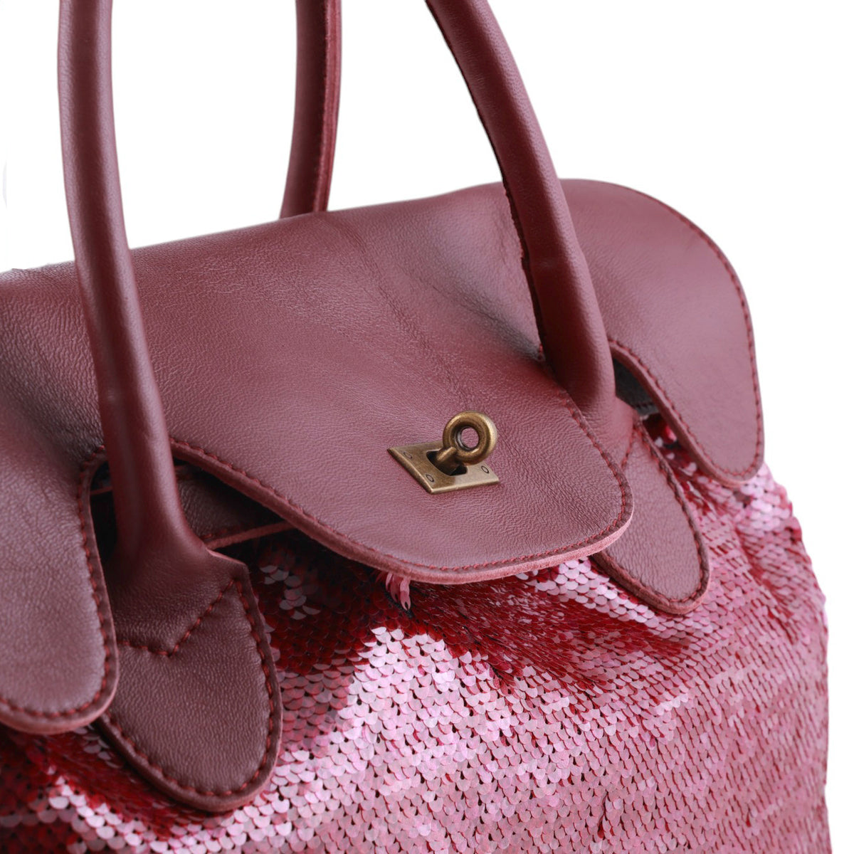 Borsa a Mano Elegante con Paillettes e Dettagli in Pelle