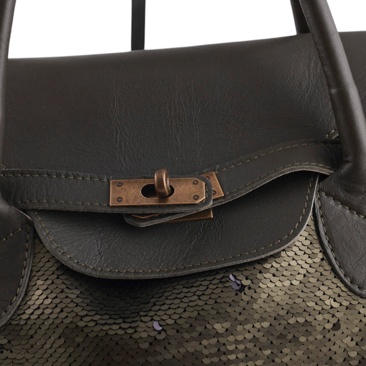 Borsa a Mano Elegante con Paillettes e Dettagli in Pelle
