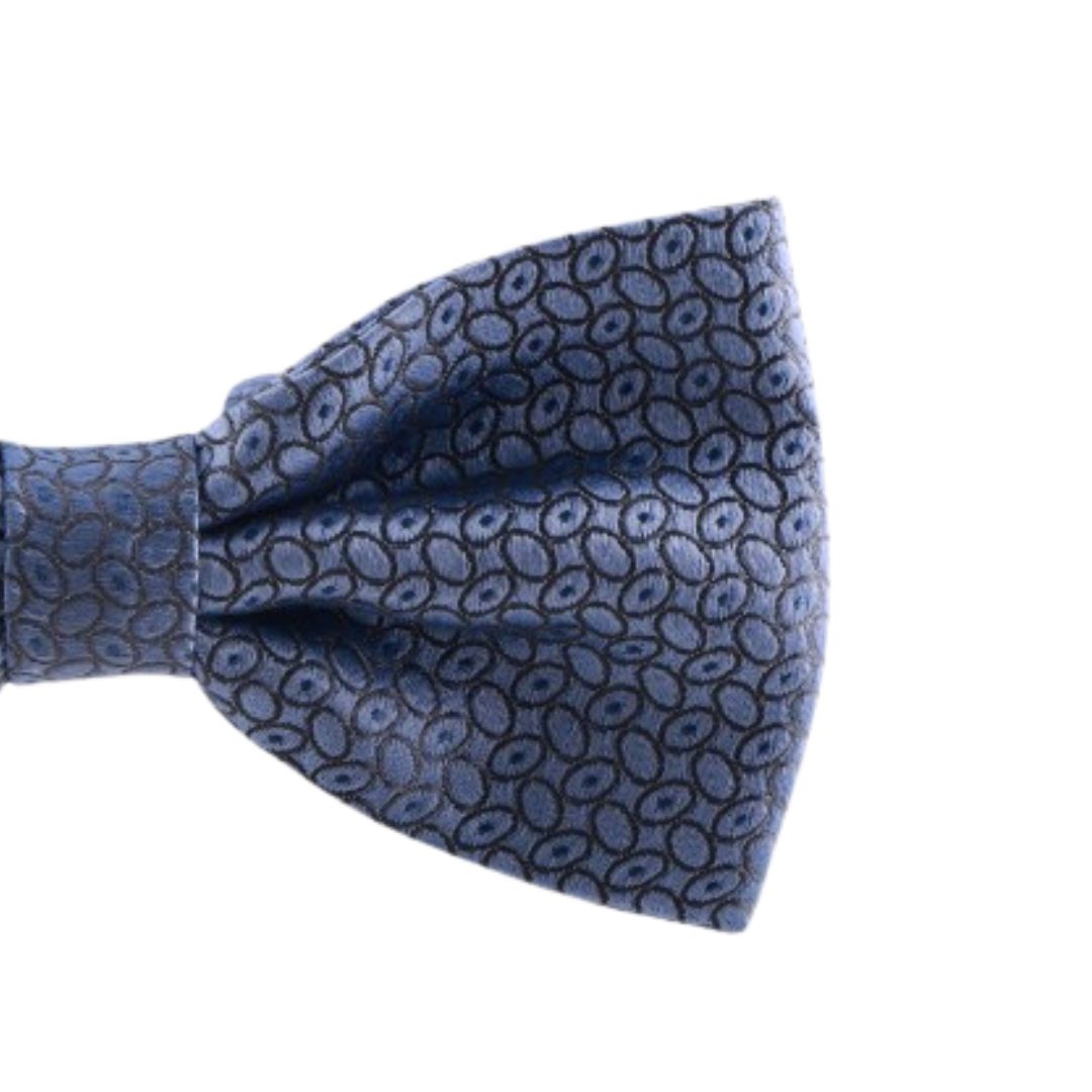 Papillon fantasia ovali in pura seta con tessitura jacquard e nodo sartoriale