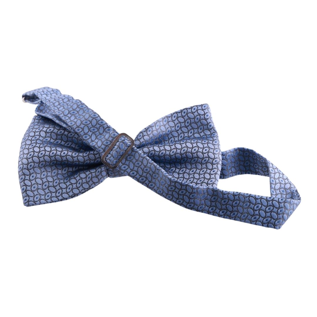 Papillon fantasia ovali in pura seta con tessitura jacquard e nodo sartoriale