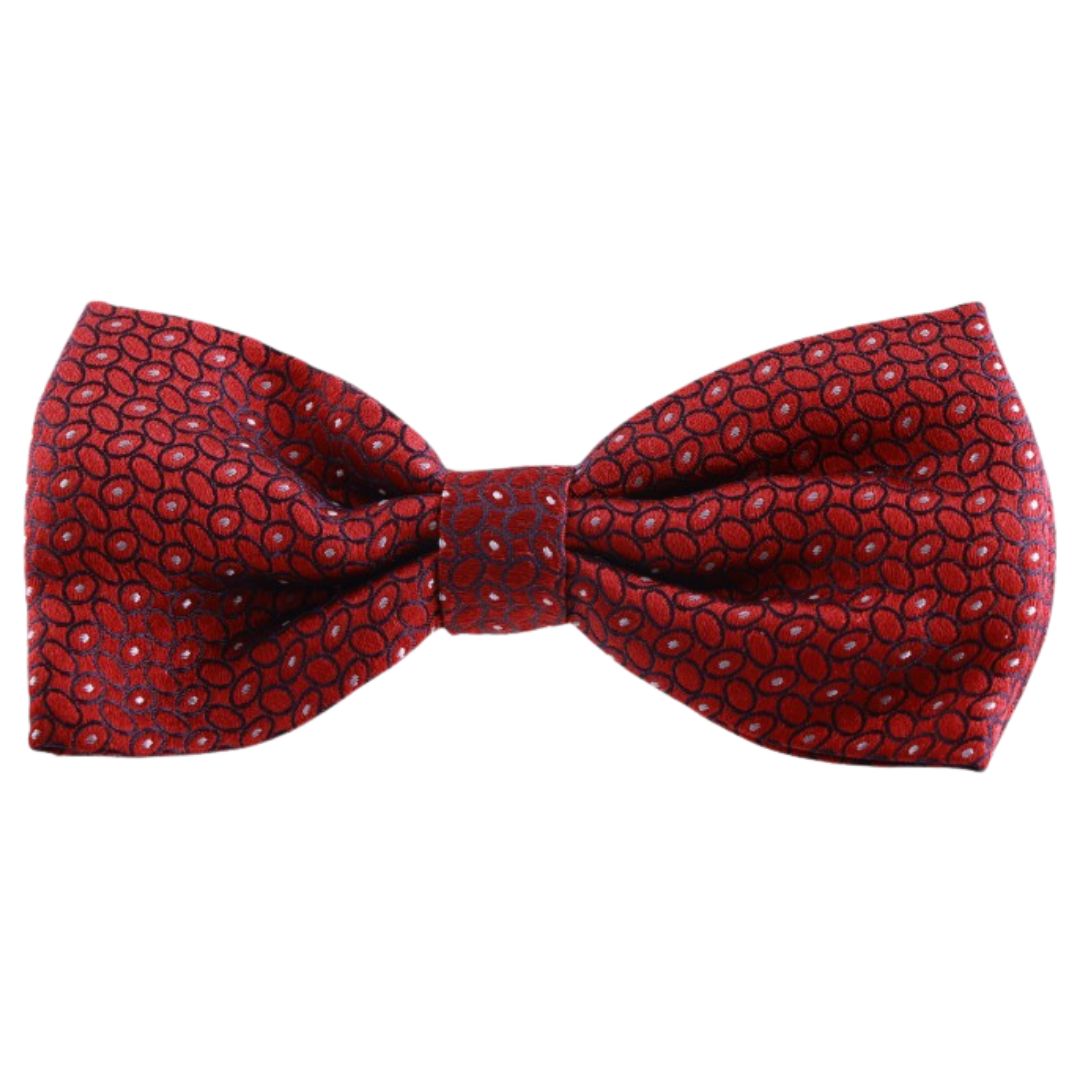 Papillon fantasia ovali in pura seta con tessitura jacquard e nodo sartoriale