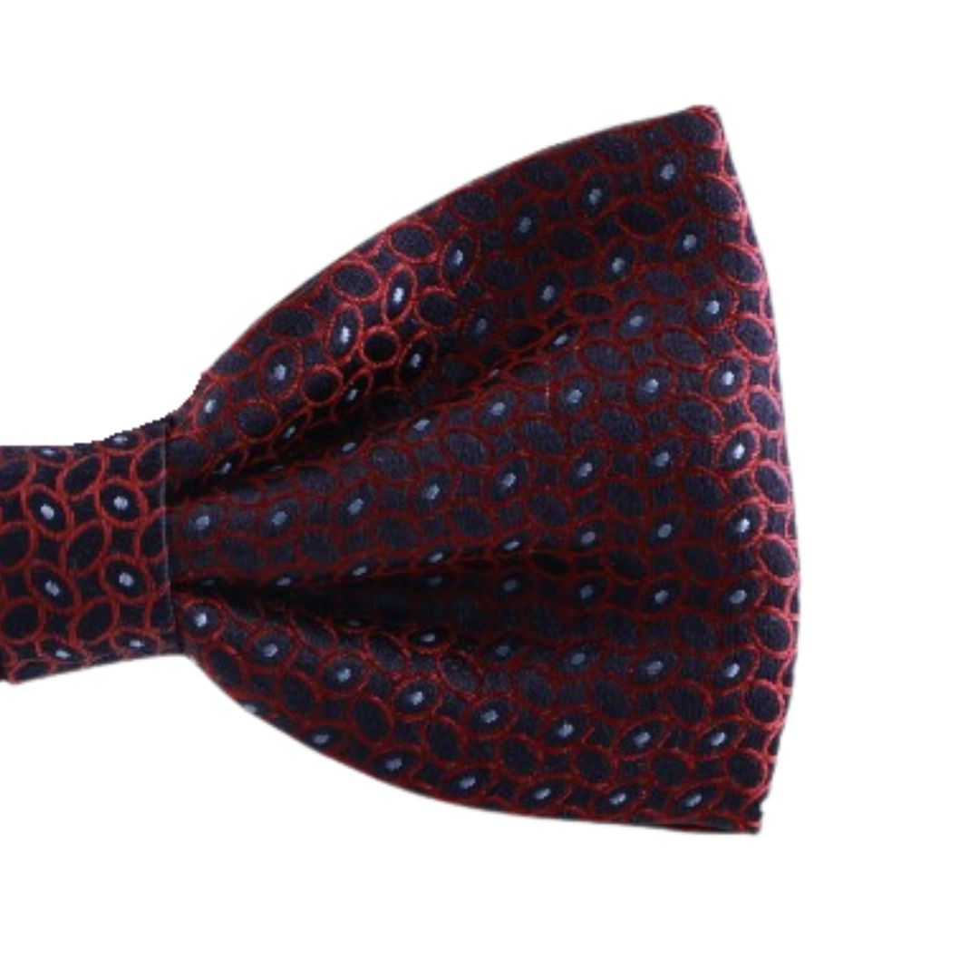 Papillon fantasia ovali in pura seta con tessitura jacquard e nodo sartoriale