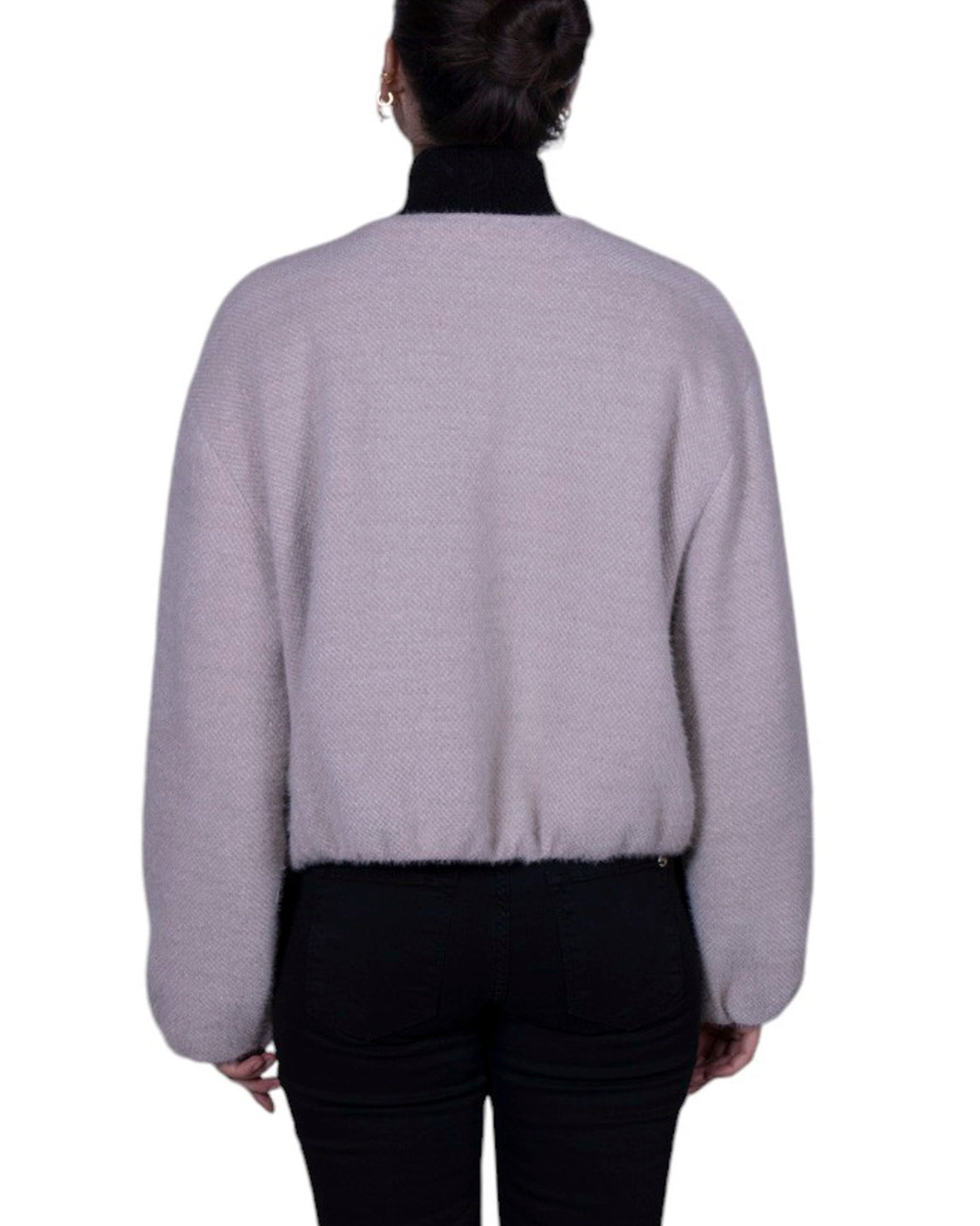 Bomberino donna con chiusura a zip metallica e finiture elasticizzate sui bordi