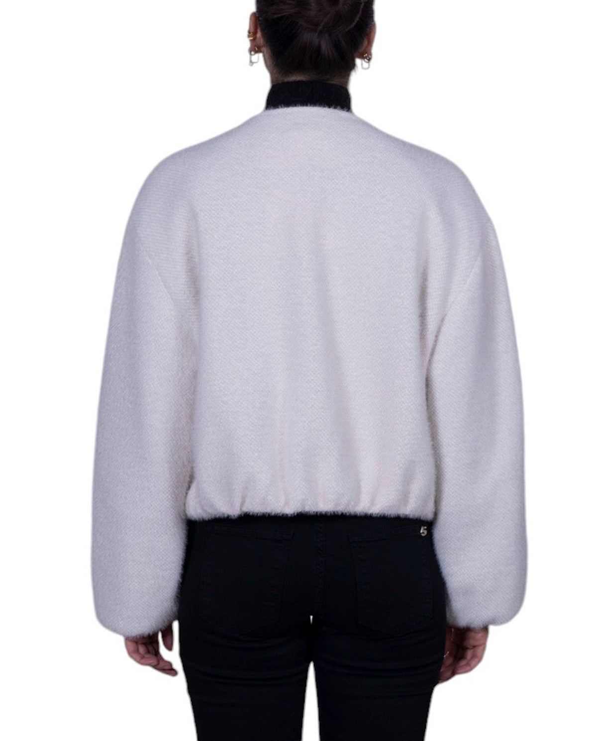 Bomberino donna con chiusura a zip metallica e finiture elasticizzate sui bordi