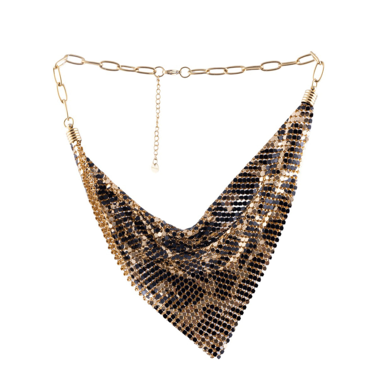 Collana a rete metallica maculata con catena regolabile e maglia piatta