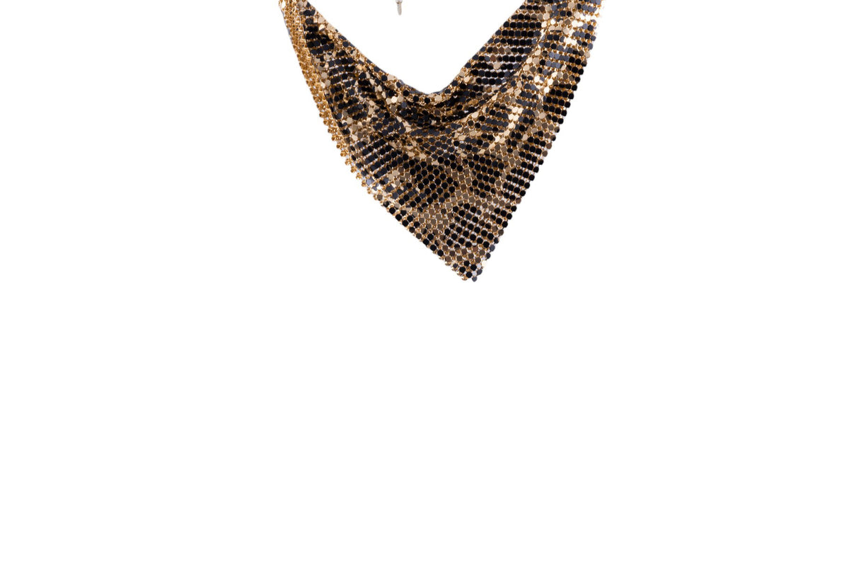 Collana a rete metallica maculata con catena regolabile e maglia piatta