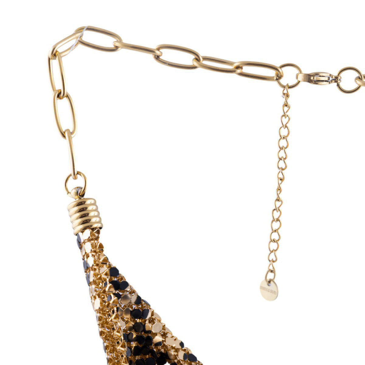 Collana a rete metallica maculata con catena regolabile e maglia piatta