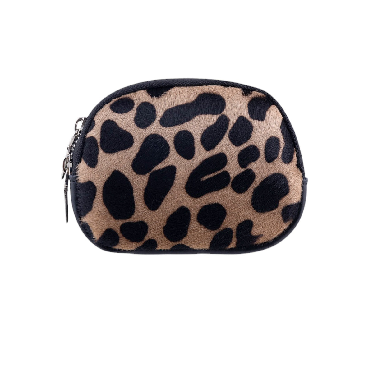 Portamonete in vero cavallino fantasia animalier con dettagli in pelle rifinita