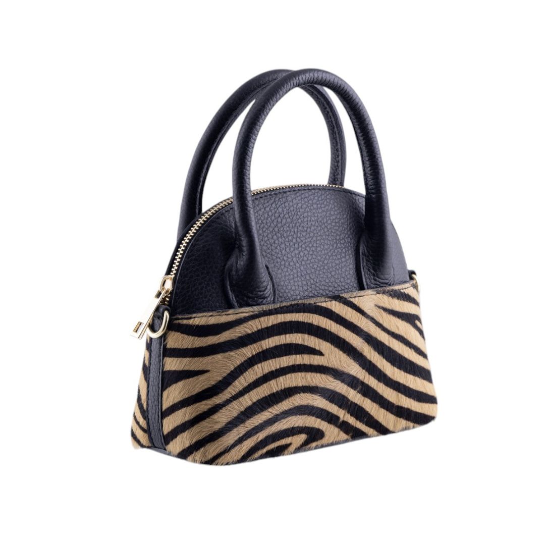 Borsa a Mano in Pelle con Dettagli Animalier