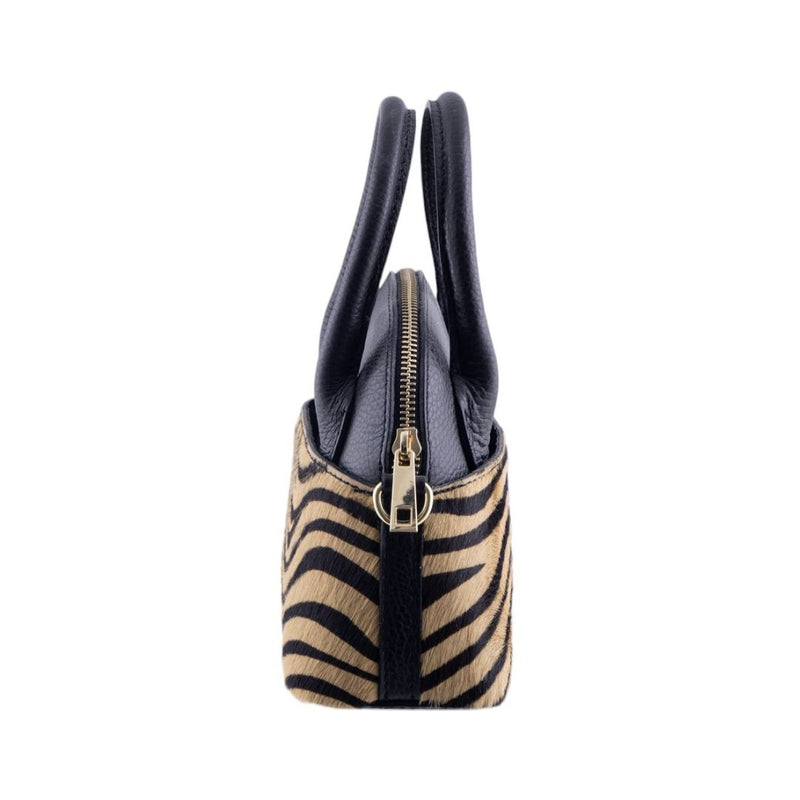 Borsa a Mano in Pelle con Dettagli Animalier