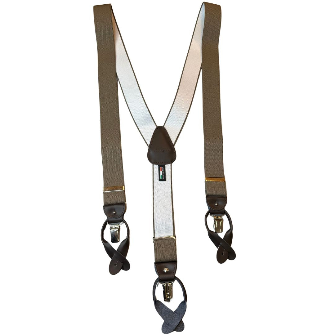 Bretelle da uomo monocolore con clips e bottoni