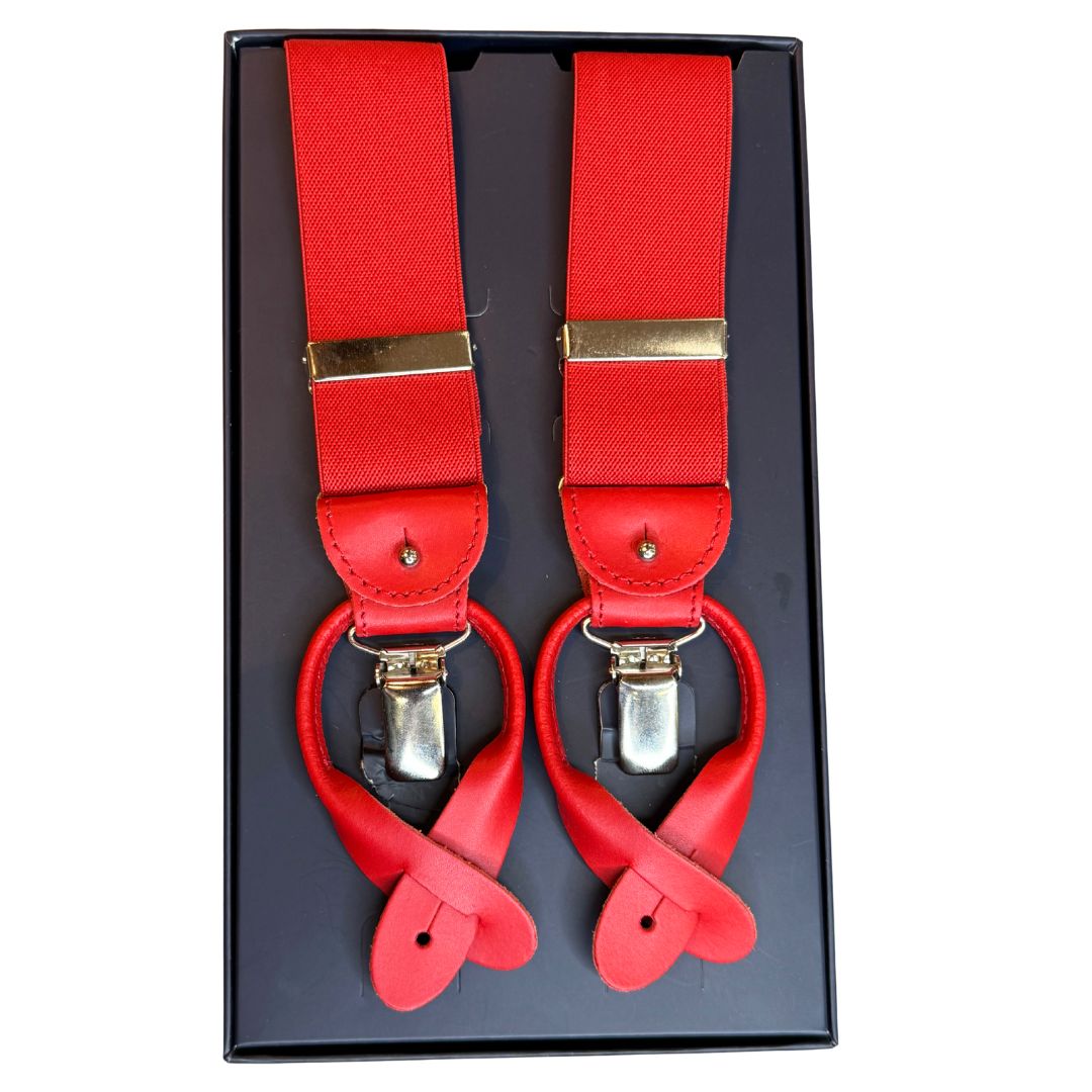 Bretelle da uomo monocolore con clips e bottoni