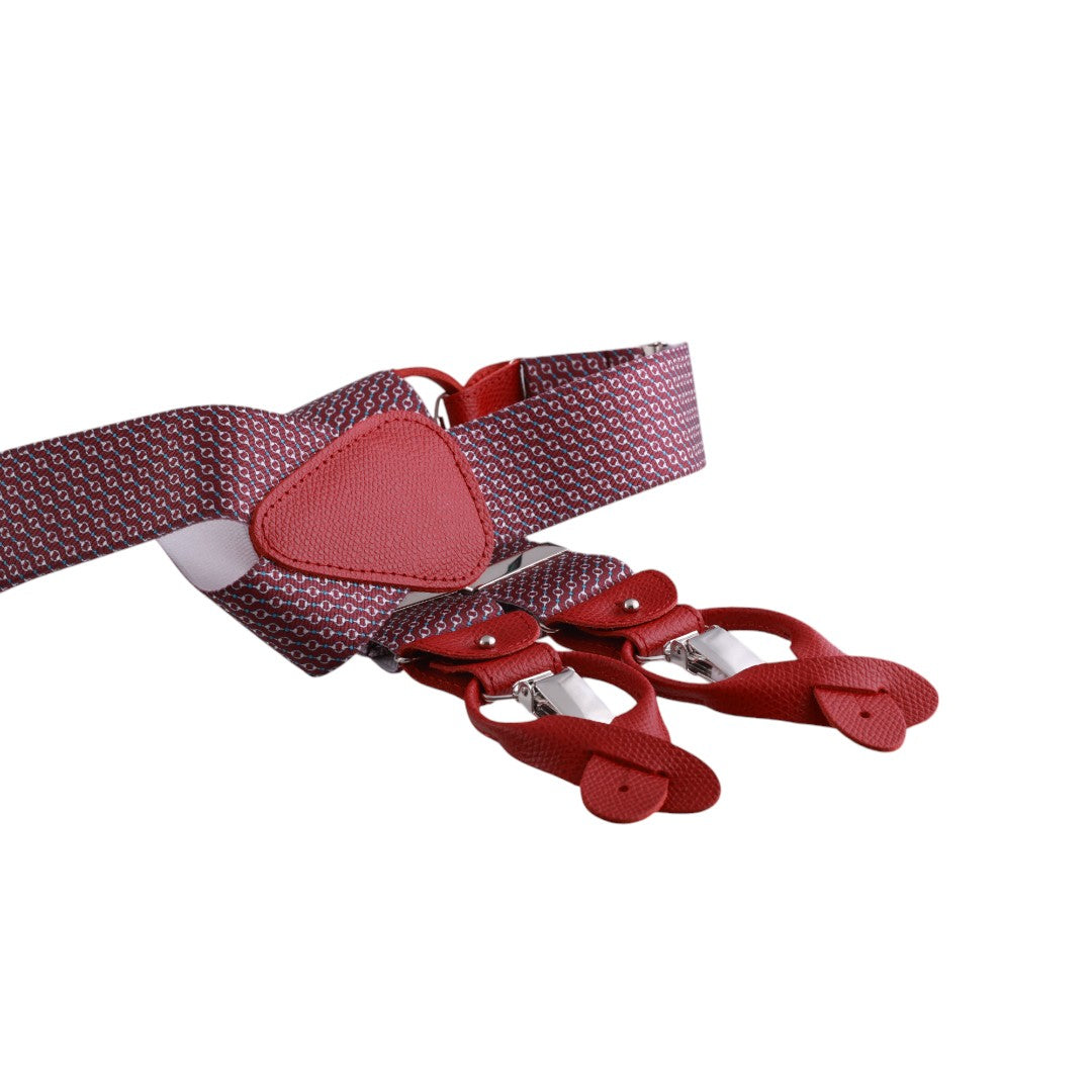 Bretelle uomo elasticizzate fantasia con clip in metallo e attacchi in pelle