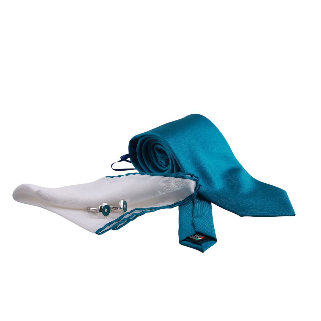 Box cravatta gemelli pochette tinta unita