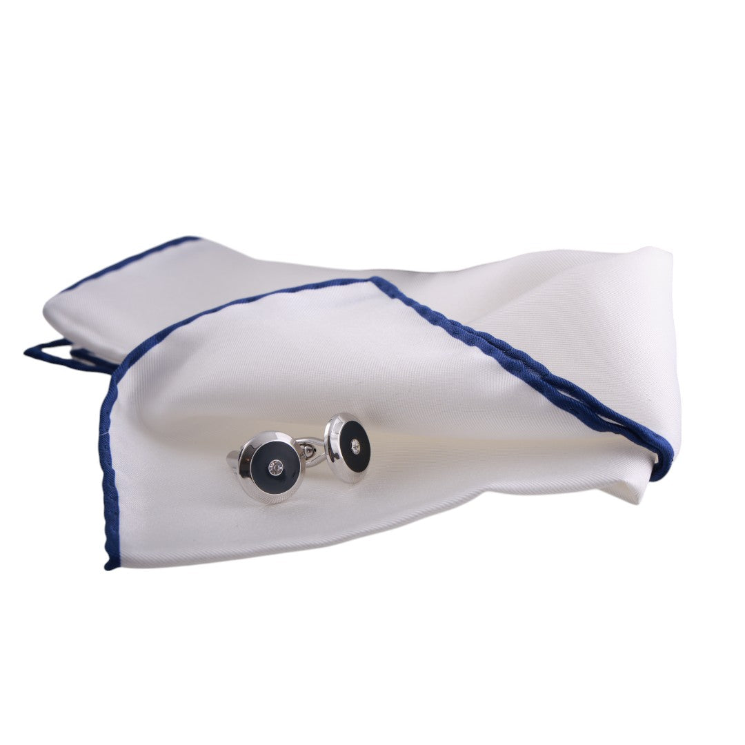 Box regalo uomo con cravatta, gemelli e pochette in pura seta fantasia floreale