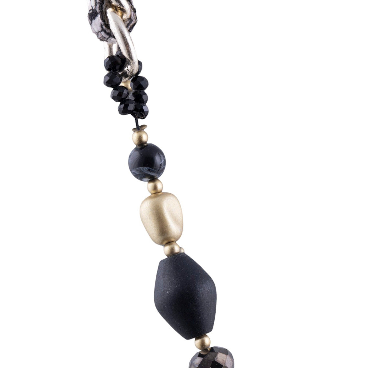 Collana con catena intrecciata in tessuto e palline decorative effetto opaco