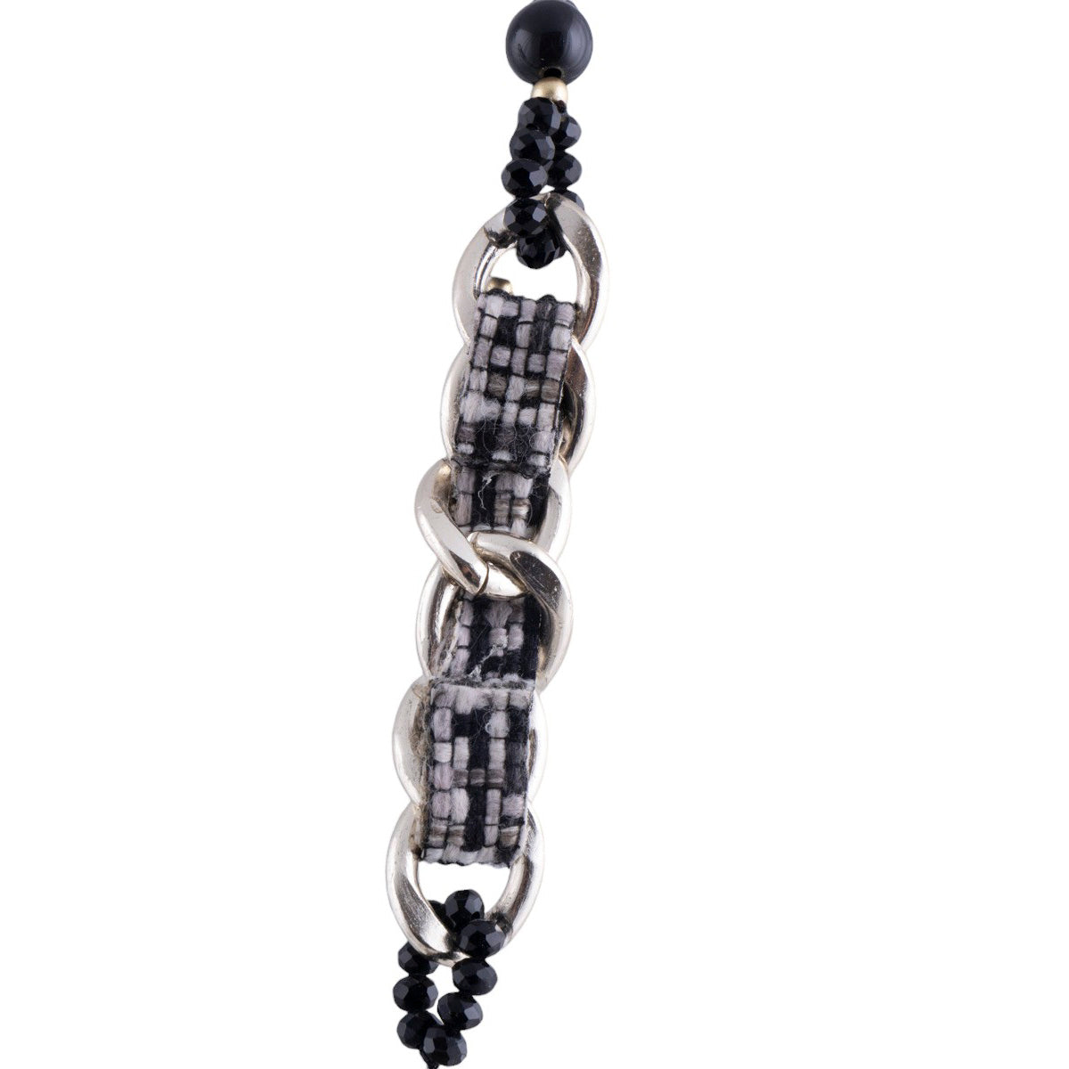 Collana con catena intrecciata in tessuto e palline decorative effetto opaco