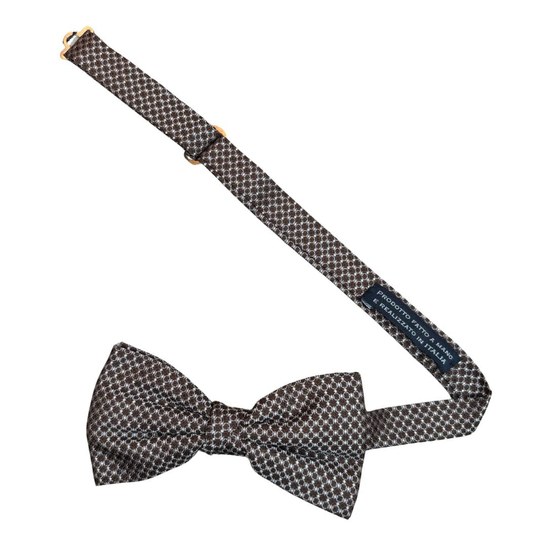 Papillon in seta jacquard disegni geometrici tessuto pregiato e nodo sartoriale