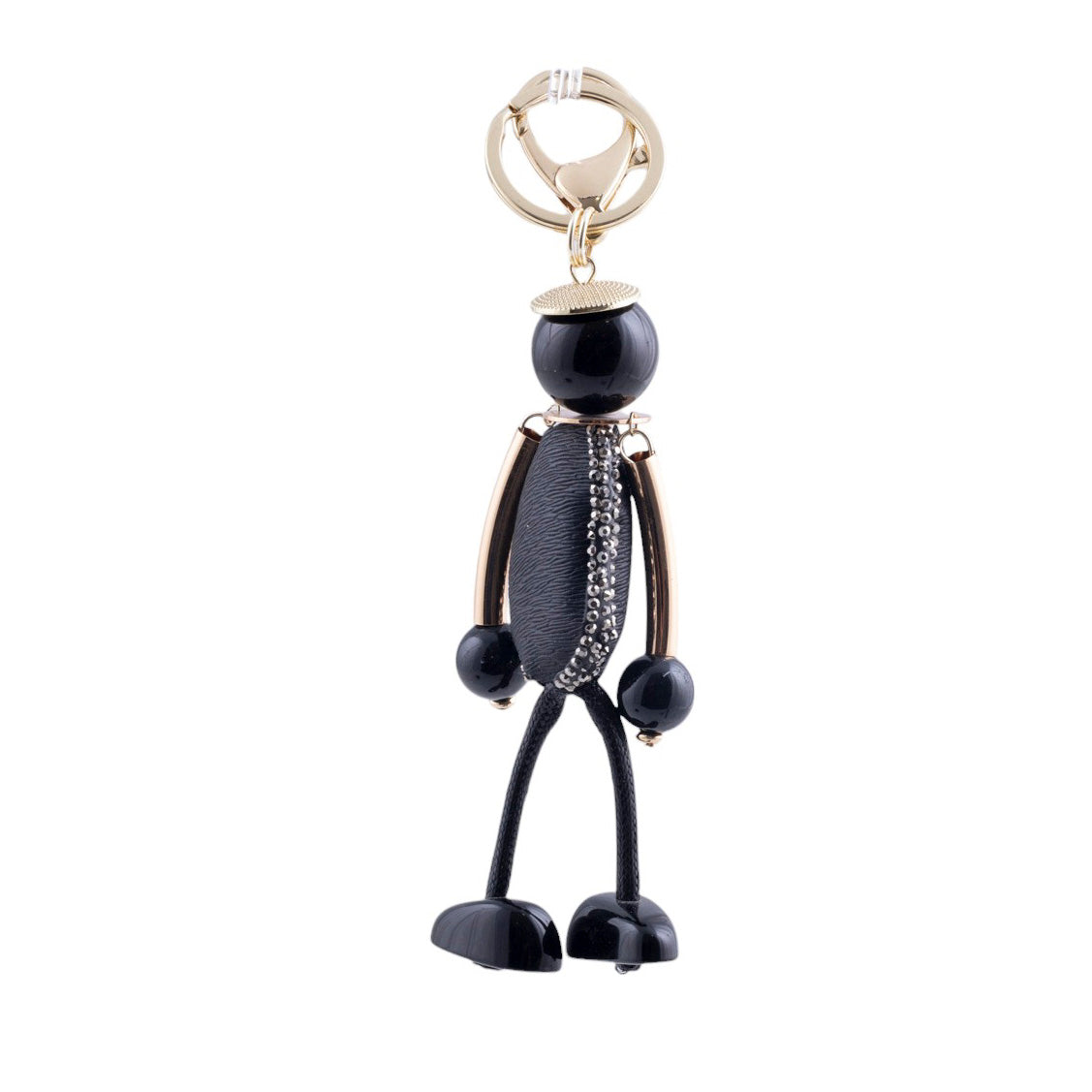 Portachiavi Omino con inserti lucidi e dettagli strass su corpo centrale