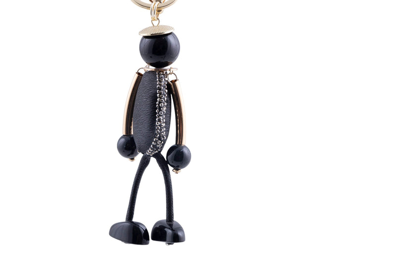 Portachiavi Omino con inserti lucidi e dettagli strass su corpo centrale