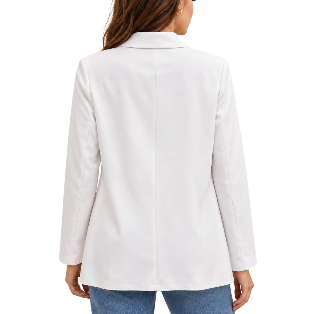 Giacca donna bianca doppio petto in tessuto tecnico Made in Italy