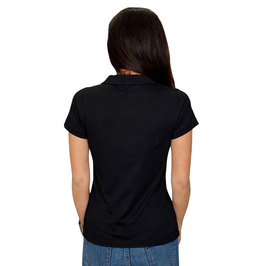 Polo donna a maniche corte tinta unita 100% cotone