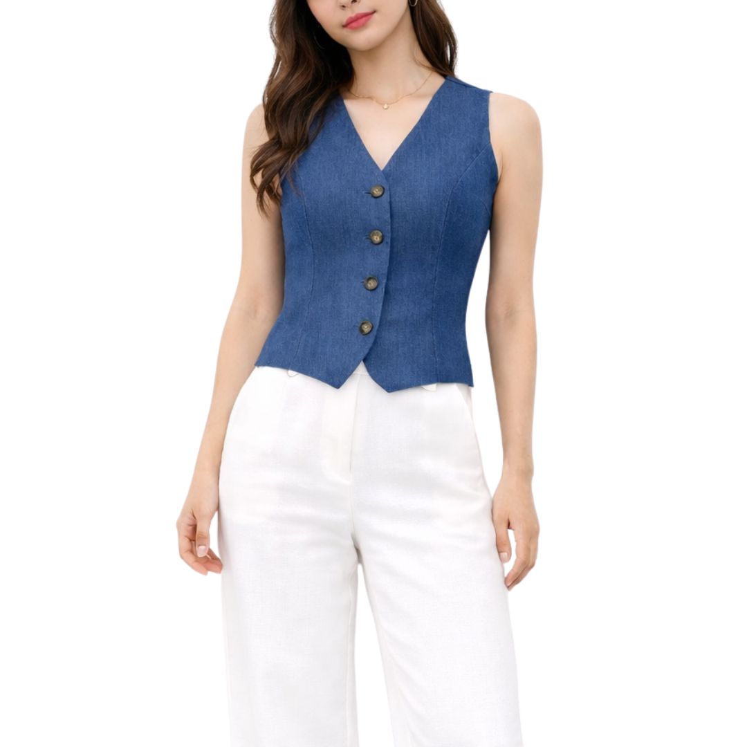 Gilet donna corto con 4 bottoni avvitato Made in Italy