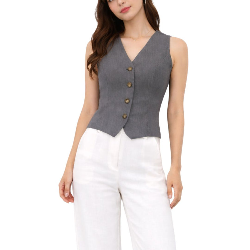 Gilet donna corto con 4 bottoni avvitato Made in Italy