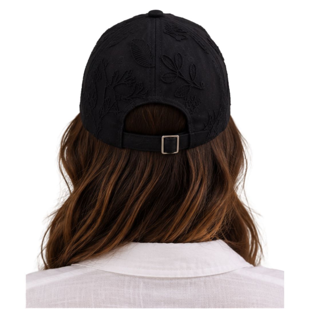 Cappello donna con visiera, in cotone, con ricami a rilievo Made in Italy