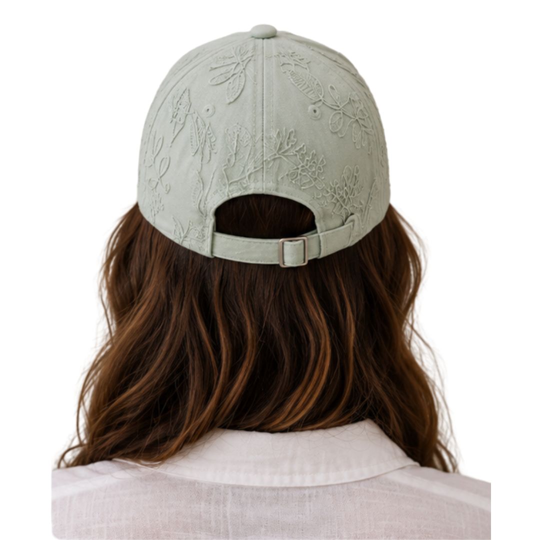 Cappello donna con visiera, in cotone, con ricami a rilievo Made in Italy