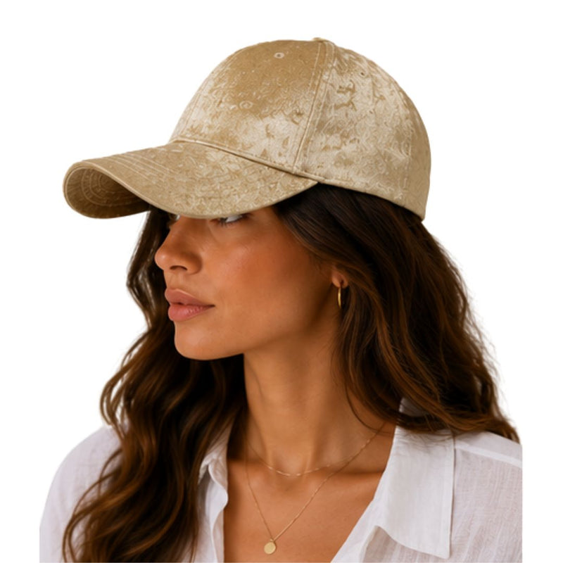 Cappello donna con visiera, in tessuto spalmato cangiante Made in Italy