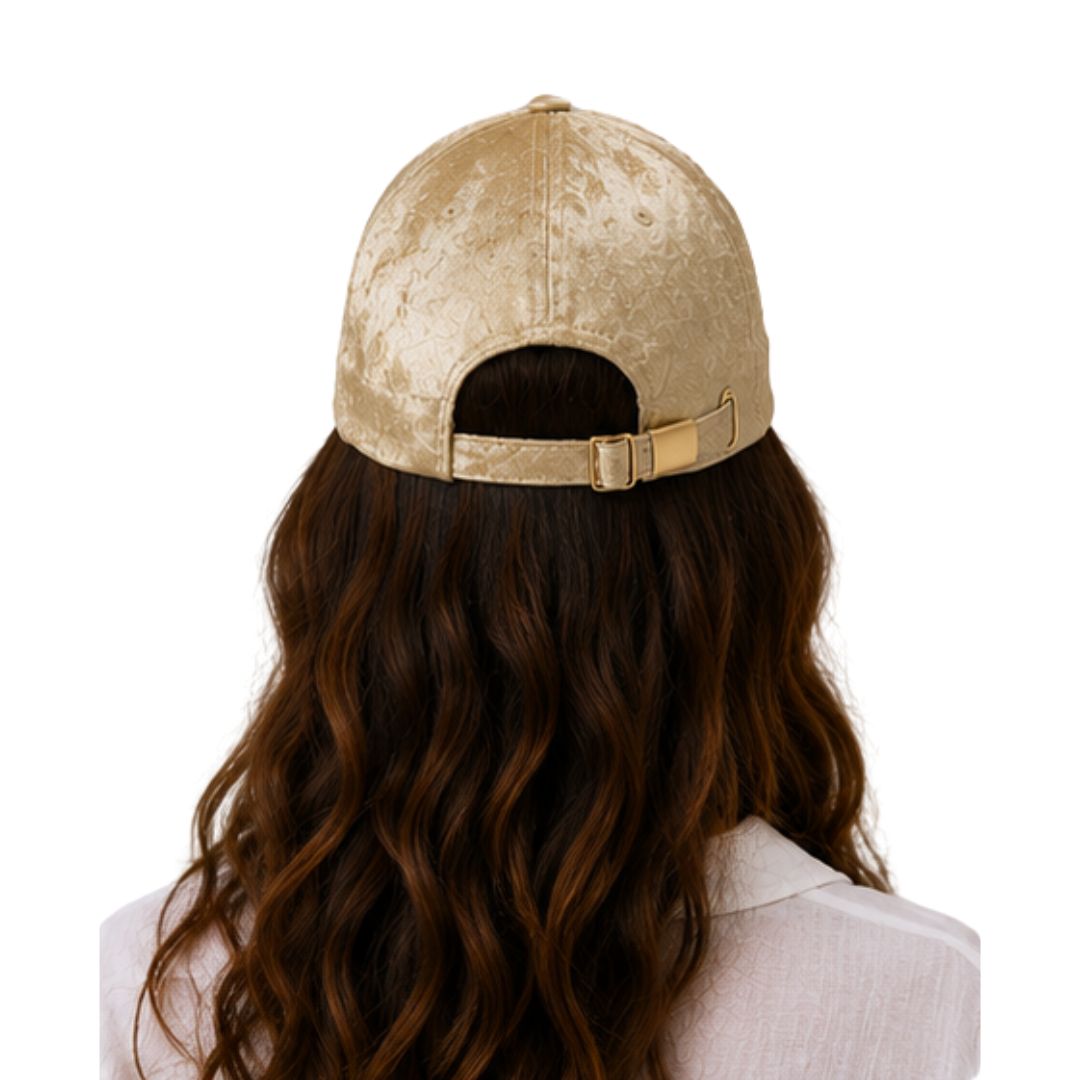 Cappello donna con visiera, in tessuto spalmato cangiante Made in Italy