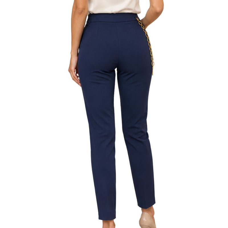 Pantalone donna con cintura dorata