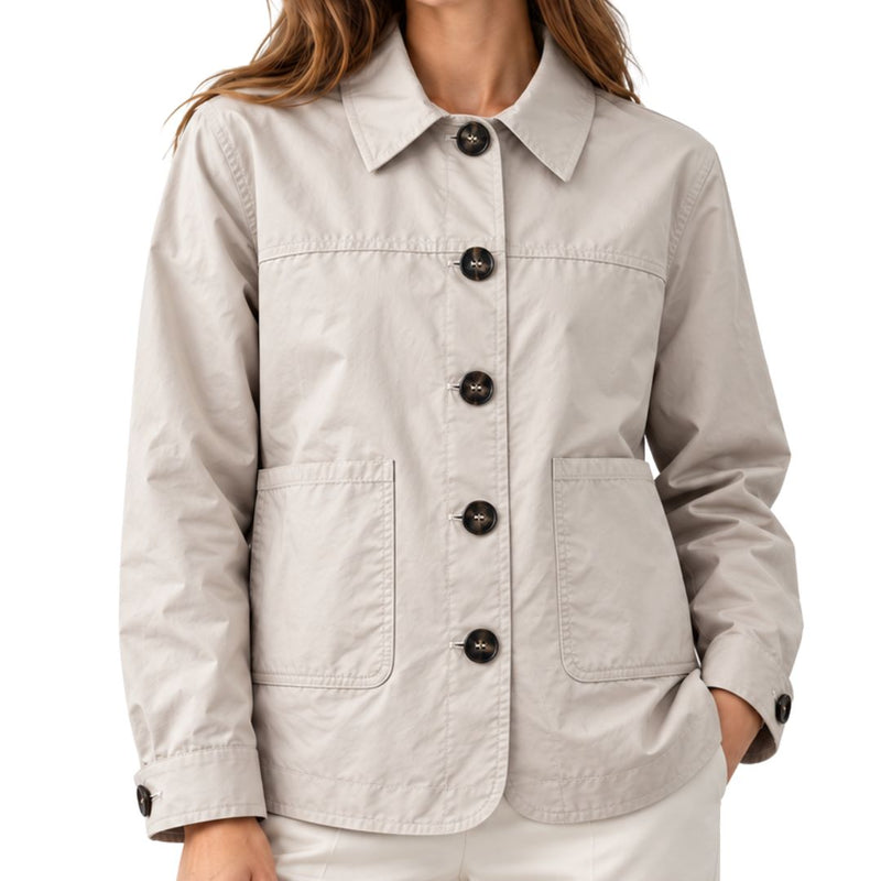Giubbino donna impermeabile stondato sul fondo misto cotone Made in Italy